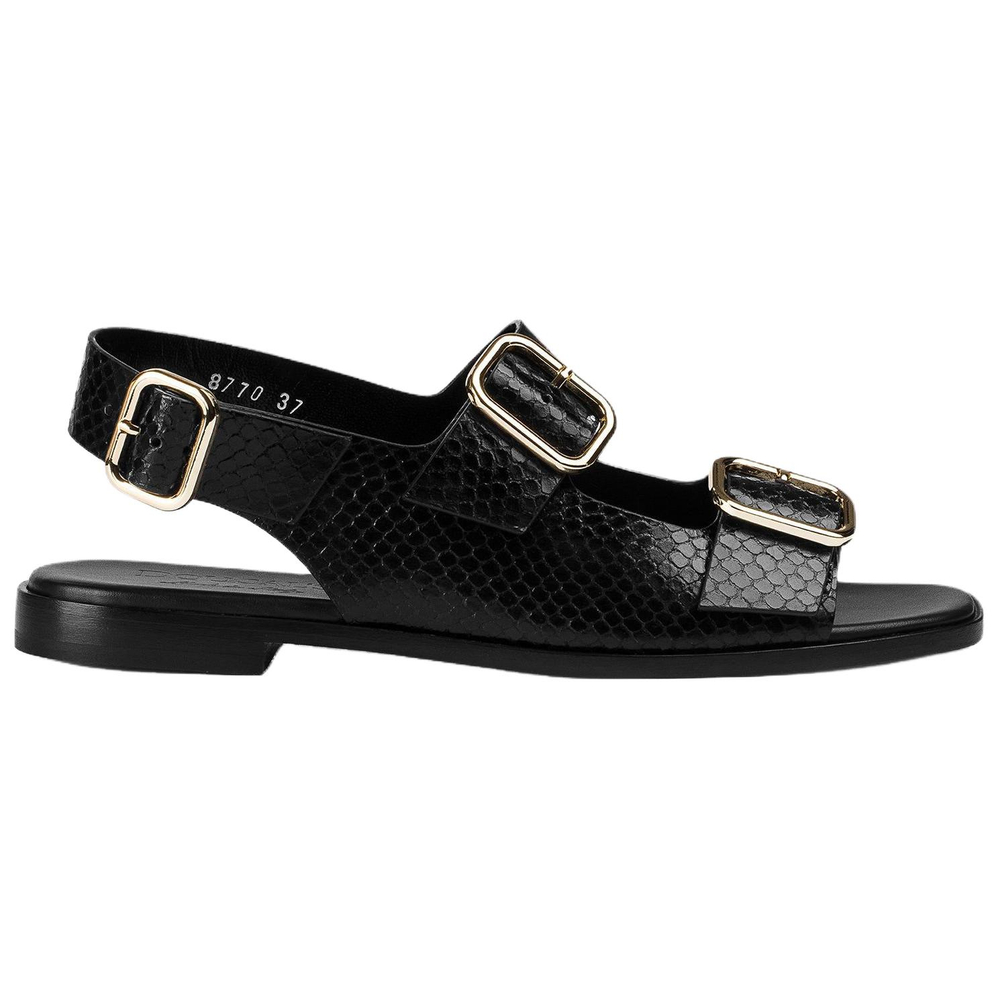 DOUCAL"S Python One Strap Sandals Women"s Black