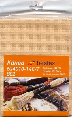 Канва для вышивания, 624010-14C/T 802, 50*50 см, цвет бежевый, Bestex