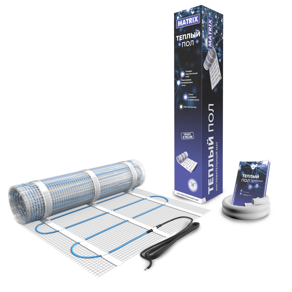 Электрический теплый пол MATRIX нагревательный мат MATRIX 150  - 01,0 /150, 1м2 Электрический теплый пол MATRIX нагревательный мат MATRIX 150  - 01,0 /150, 1м2