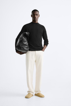 ZARA СВИТЕР С ВОРОТНИКОМ-СТОЙКОЙ, ЧЕРНЫЙ