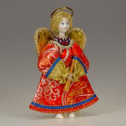 Ёлочная игрушка Ангел с дудочкой