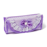 Пенал - косметичка Alingar, ткань, молния, бант, боковой карман, 90 х 200 мм, "Beautiful lace", ассорти (розовый, голубой), бантик с кружевом