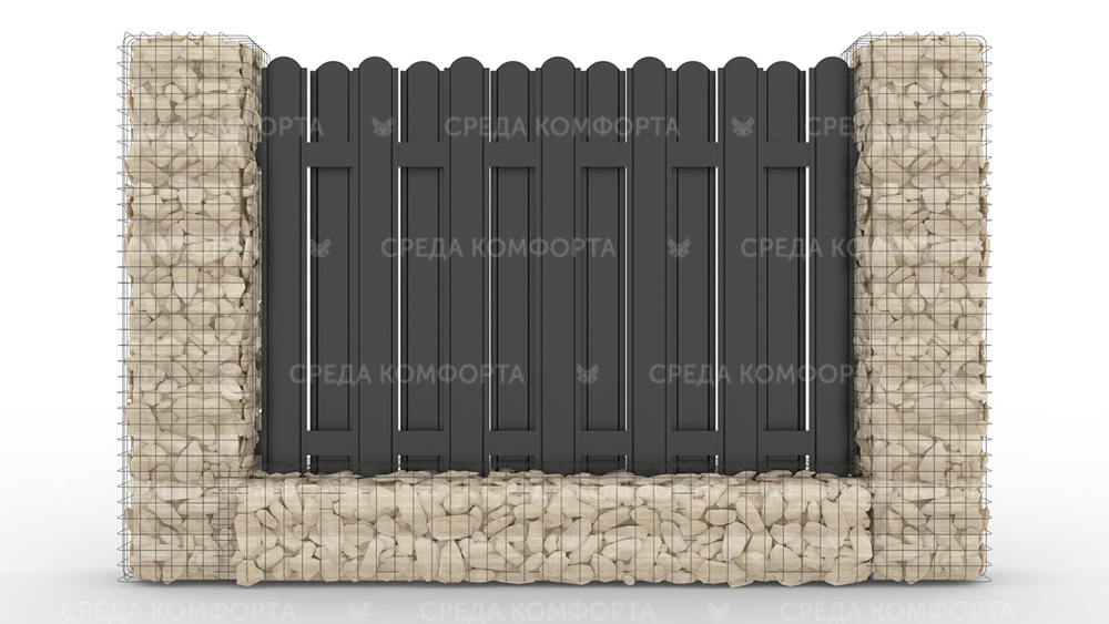 Забор из евроштакетника ZBR0045