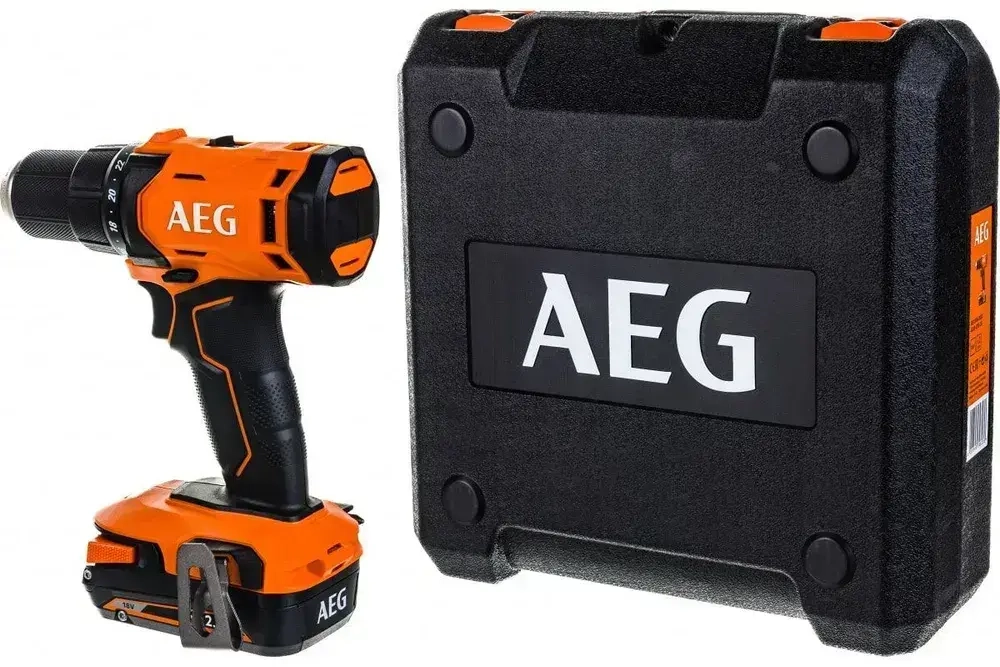 AEG Дрель шуруповерт 18В (c 2 аккумуляторами, зарядным устройством и кейсом в комплекте) BS18G4-202C, щеточный, аккумуляторный, 4935478630