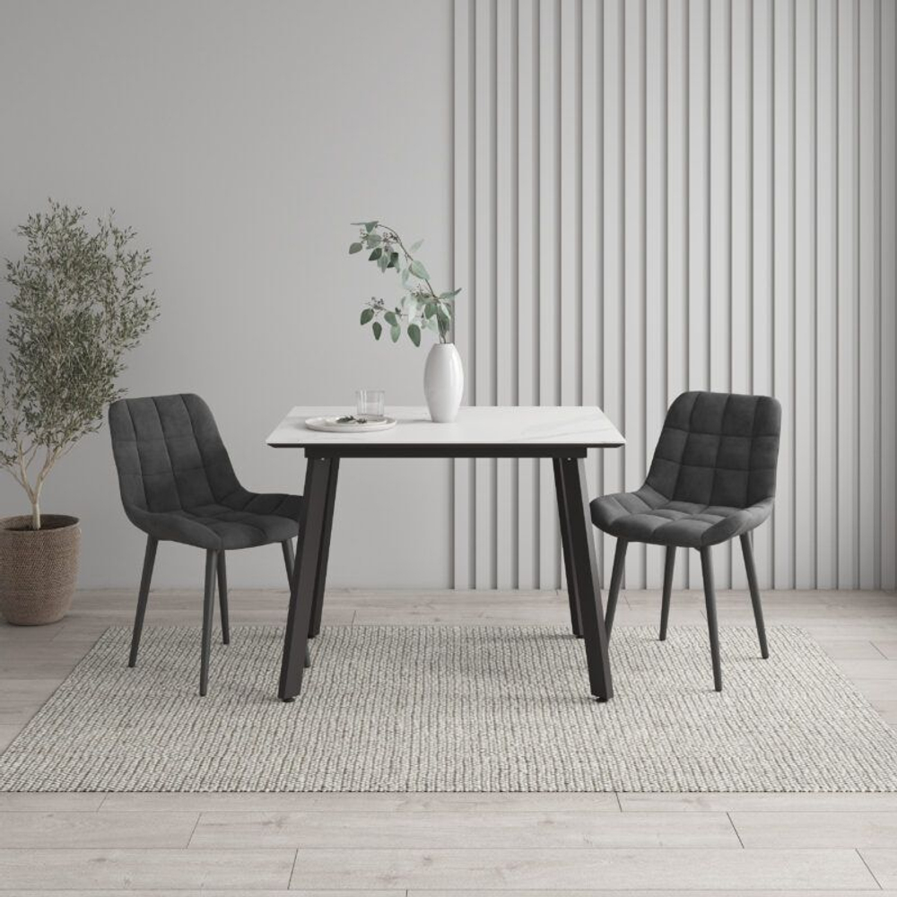 Стол кухонный "Граф", керамогранит, металл, 100 см x 80 см x 74 см, белый