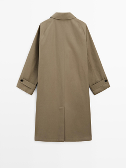 Massimo Dutti Свободный тренч с клетчатой ​​подкладкой, хаки