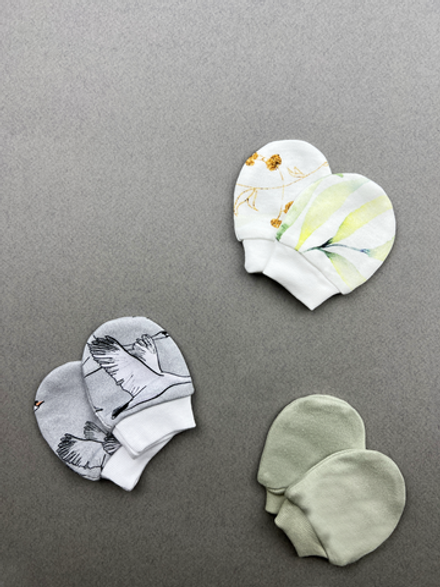 Антицарапки сет из 3х пар LooJoo Журавли / Ветви / Шалфей