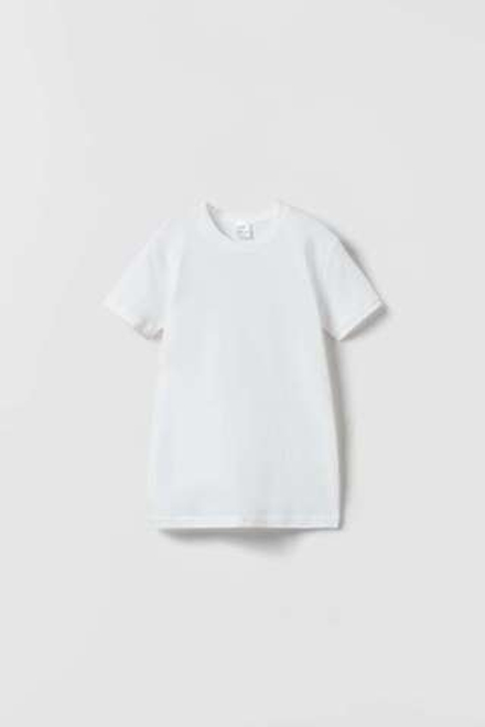 ZARA НАБОР ИЗ ДВУХ БАЗОВЫХ ФУТБОЛОК, БЕЛЫЙ