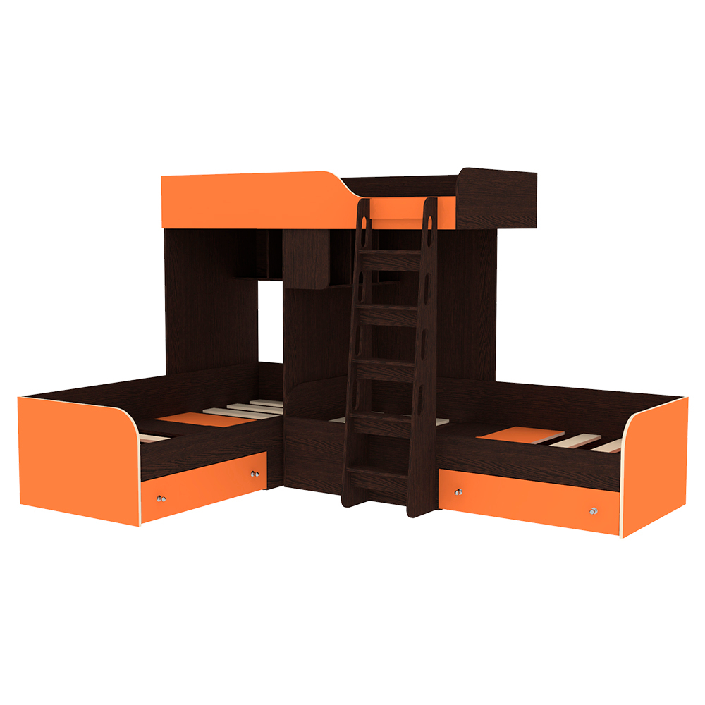 Кровать-чердак КарИВи Трио Венге Оранжевый