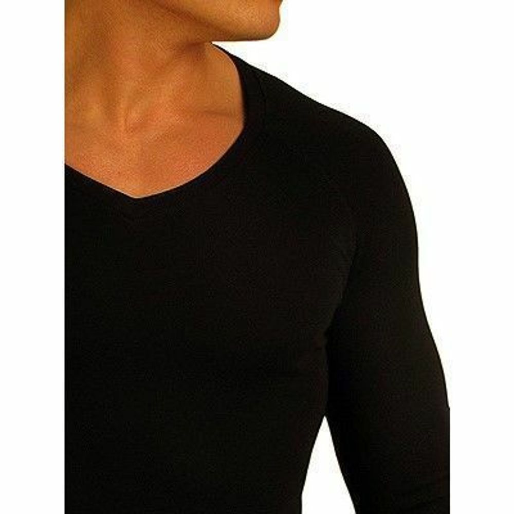 Мужской лонгслив черный v-образным вырезом  Doreanse 2980