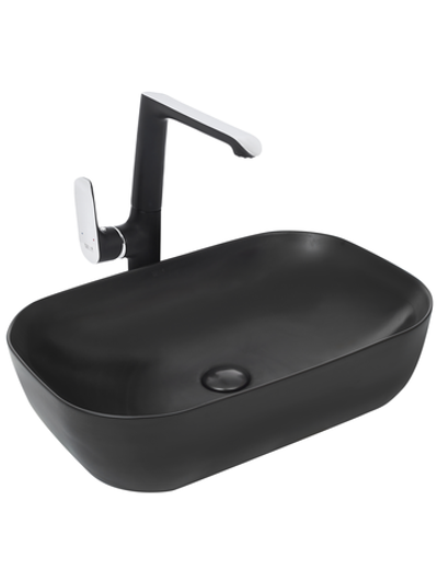 Раковина накладная (матовая черная) WeltWasser WW  ELBACH M21433 MB 610х400х145