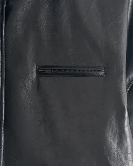 Утепленная куртка-рубашка из экокожи