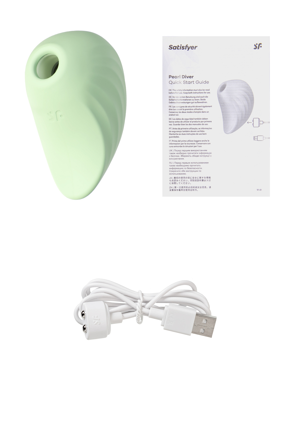 Вакуум-волновой бесконтактный стимулятор клитора Satisfyer Pearl Diver, силикон, мятный, 5 см