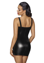 Мини-платье с кружевным лифом и двусторонней молнией Powerwetlook mini-dress with lace chest and 2-way zipper (Размер: M) (Цвет: черный)