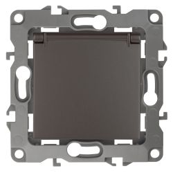Розетка ЭРА Серия 12 12-2103-13 2P+E Schuko со шторками с крышкой 16A-250В IP20 бронза | Эра 12