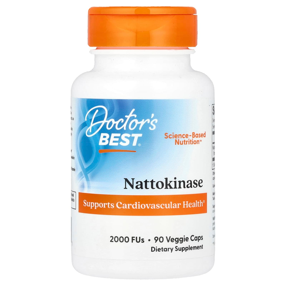 Doctor's Best, наттокиназа, 2000 фибринолитических единиц, 90 растительных капсул