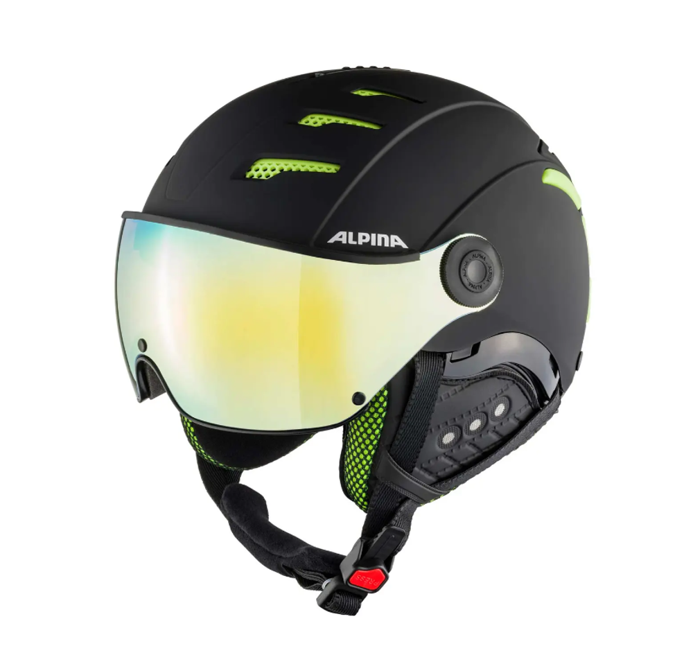 Зимний Шлем Alpina 2022-23 Jump 2.0 Q-Lite Black-Lime Matt (см:59-61)