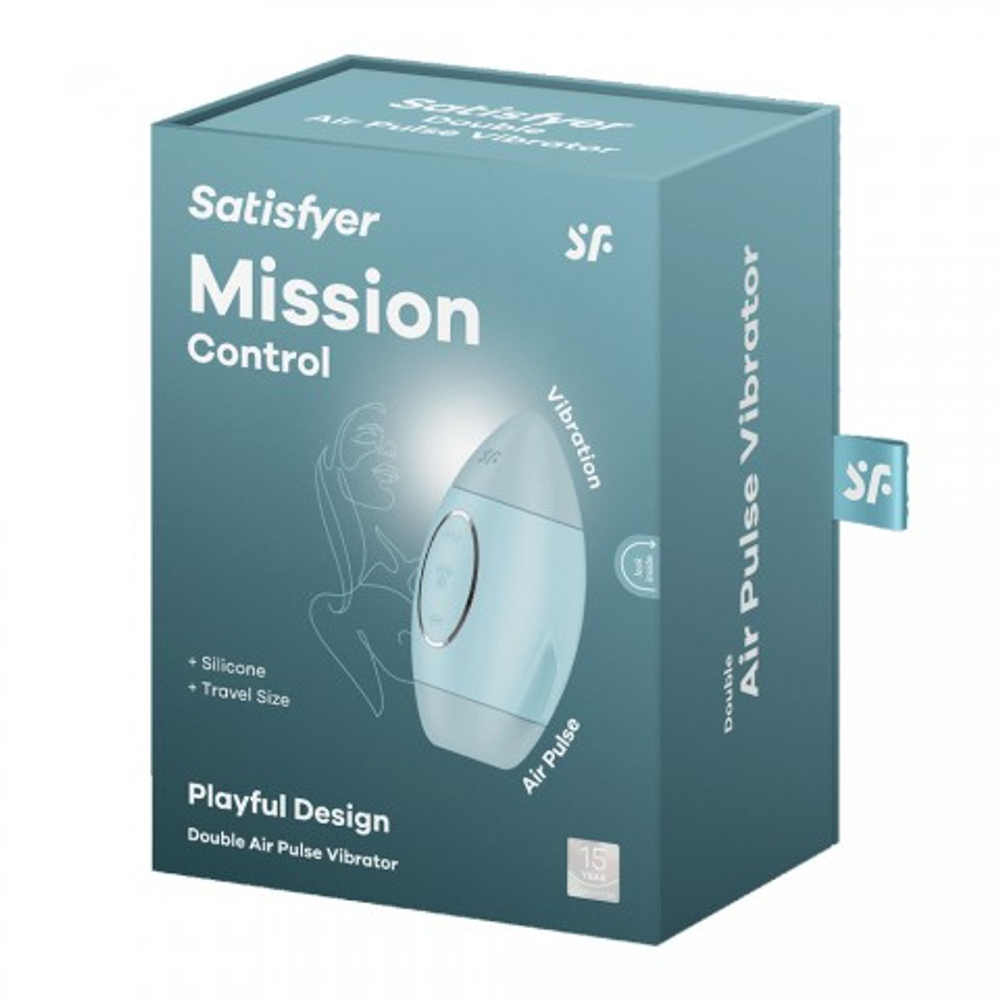 Стимулятор клитора с воздушной стимуляцией и вибрацией Satisfyer Mission Control (голубой)