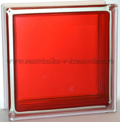 Стеклоблок красный гладкий окрашенный изнутри  Vitrablok  19x19x8