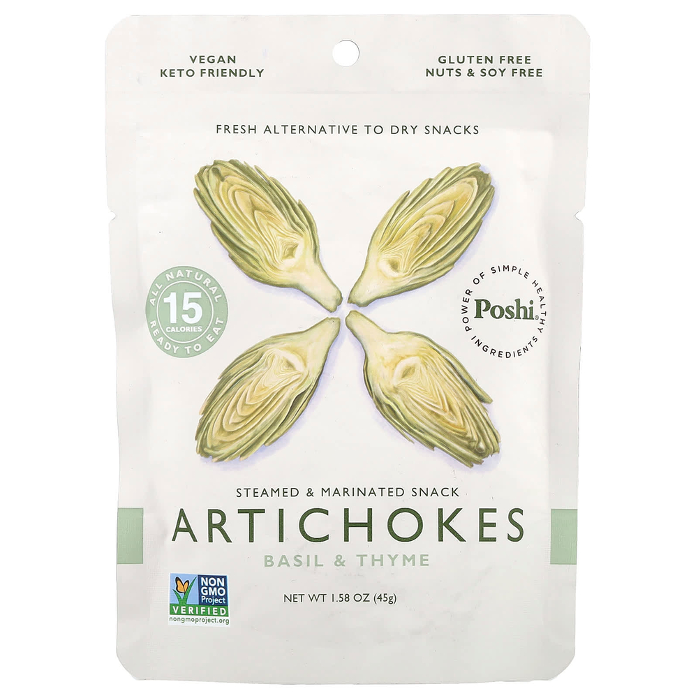 Poshi, артишоки, с базиликом и чабрецом, 45 г (1,58 унции)