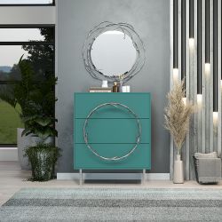 Комод Арт Колор matte Стайл Сильвер с 3 ящиками Пастельно-синий матовый