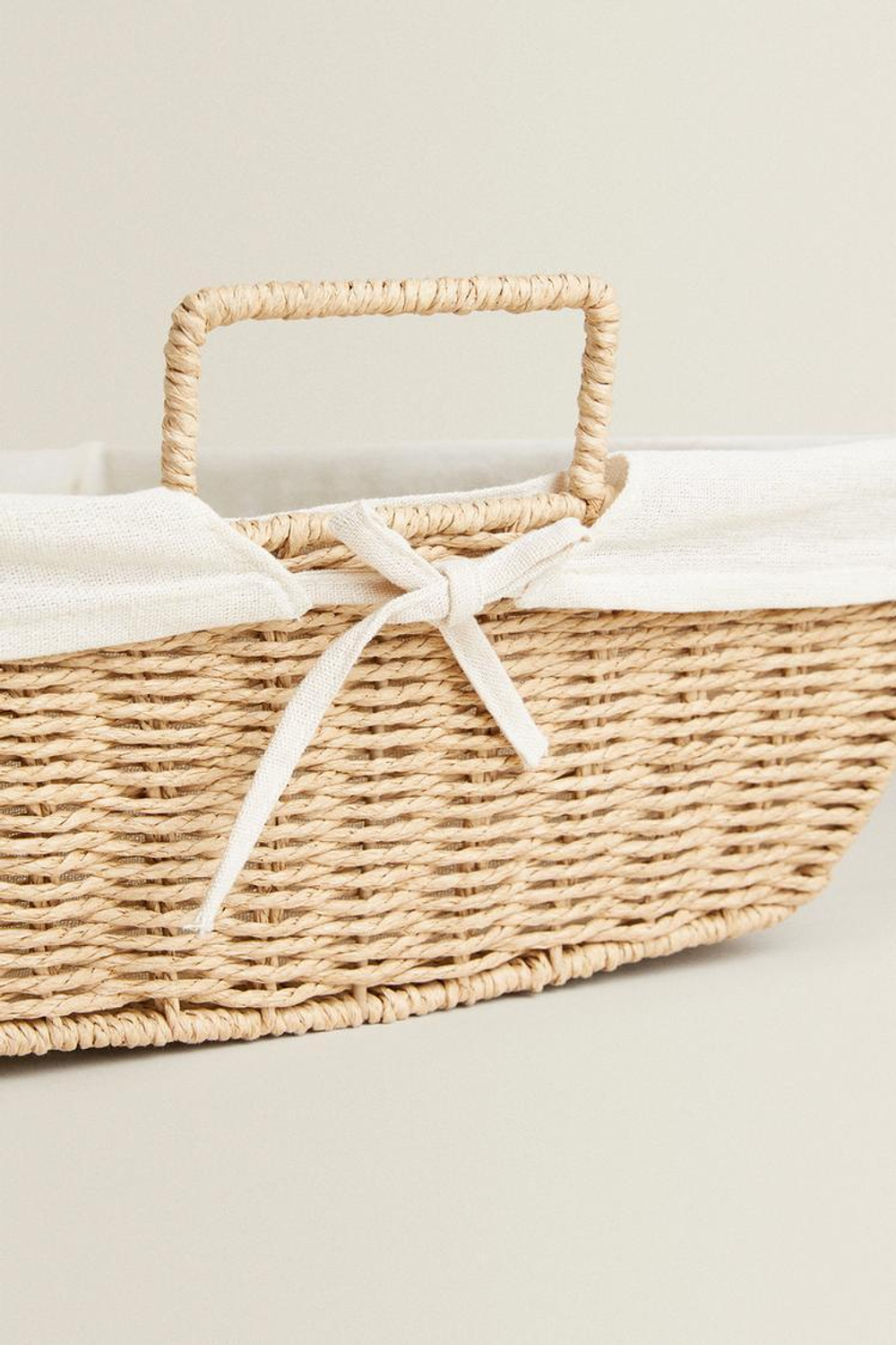 ZARA HOME КОРЗИНА С ТКАНЕВОЙ ПОДКЛАДКОЙ, СВЕТЛО-БЕЖЕВЫЙ