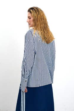 Лонгслив из рубашечной ткани в полоску