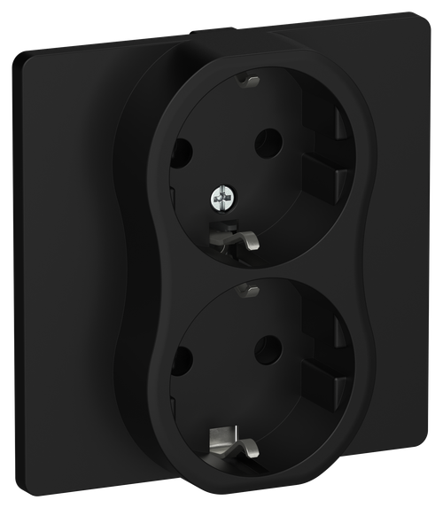 FLITE Розетка 2-местная с заземлением без защитных шторок безвинтовое крепление 16А РС12-1-К-ФлЧ черный IEK