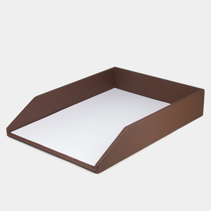 Лоток для бумаг А4 из кожи теленка, цвета шоколад