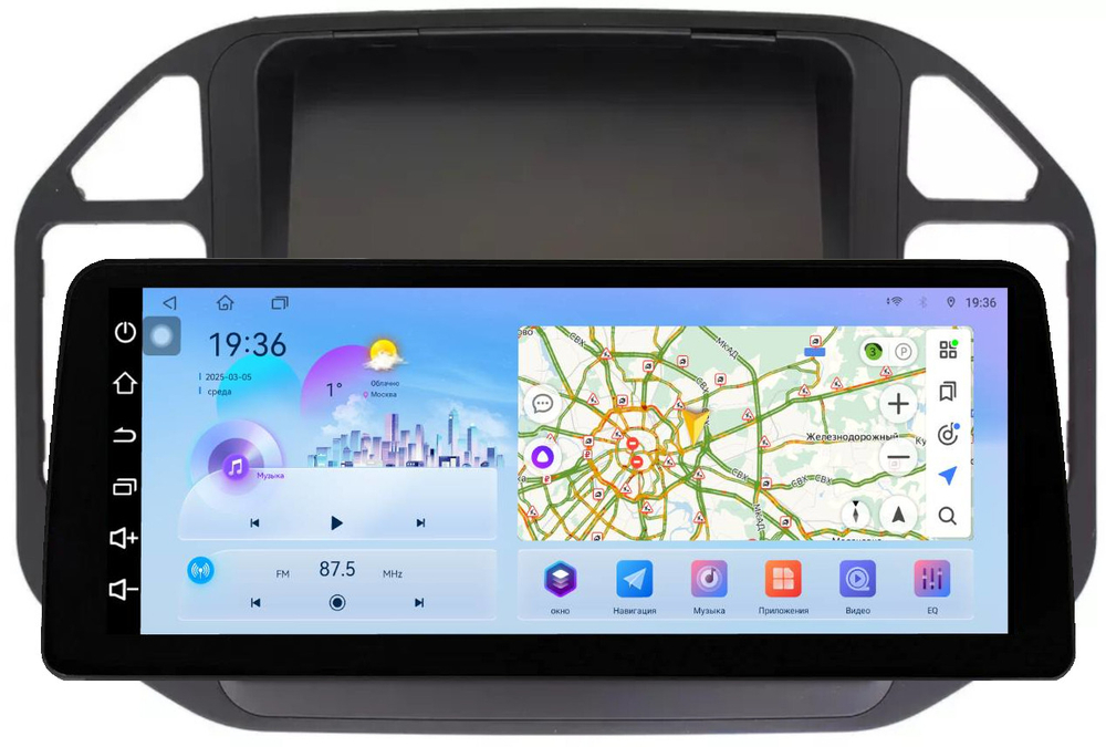 Магнитола для Mitsubishi Pajero 3, Montero 3 1999-2006 (рамка черная) - FarCar монитор 12.3" 2K QLED на Android 14, TS10, CarPlay, 4G SIM-слот