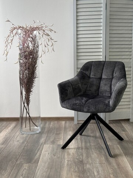 Стул ARVA 180 град. поворот. с возвратом, DAVIS HARMONY-90 Тем-серый, шенилл / Черный, ®DISAUR