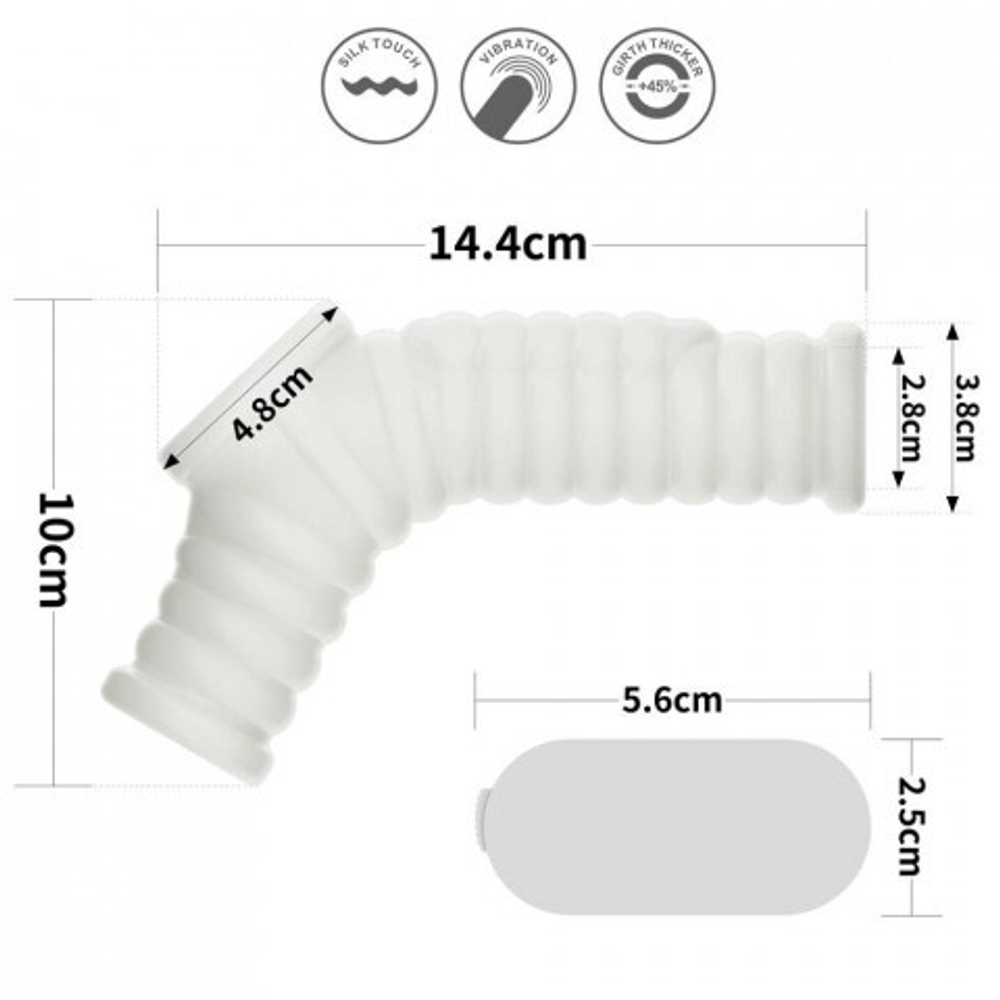 Насадка на пенис с вибрацией с рукавом для мошонки Wave Knights Ring (14,4*2,8)