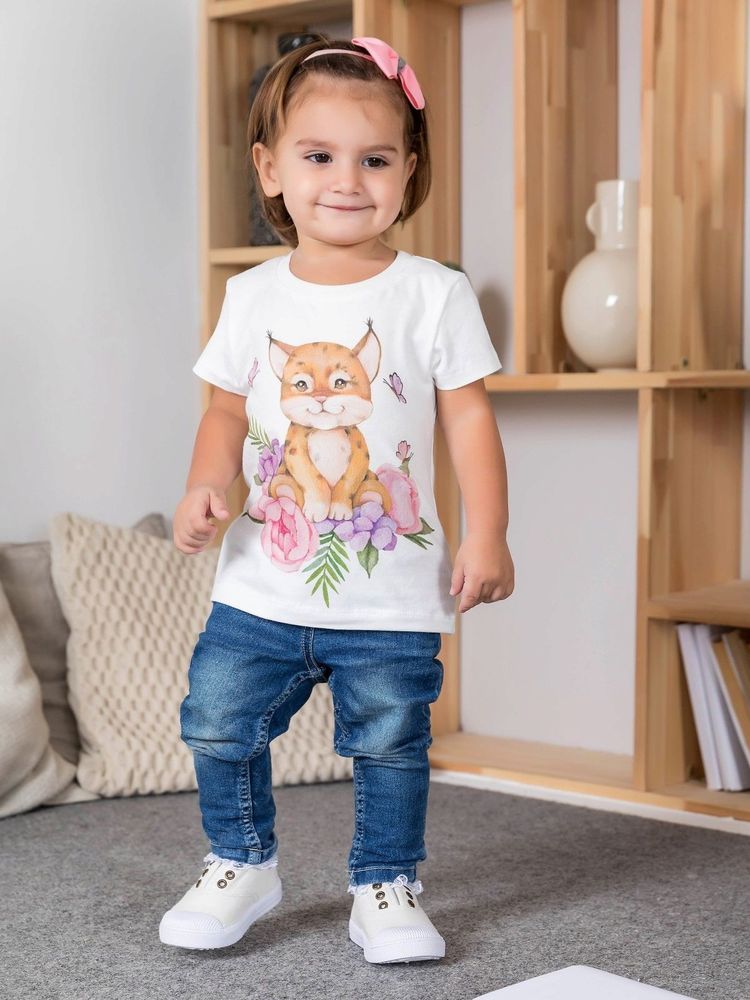 Хлопковая футболка с рысёнком Luxury Baby