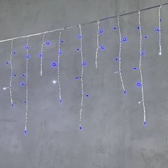 Светодиодная бахрома 3,1*0,5 м., 150 синих LED ламп, мерцание, прозрачный провод ПВХ, LTC (PIL150BLW-10-2B)