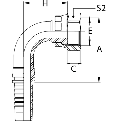 Фитинг DN 12 ORFS (Г) 13/16 (90)  накидная гайка