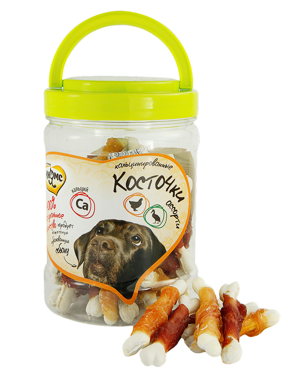 Лакомство Мнямс для собак ассорти кальцинированные косточки с куриным и утиным мясом 340 г