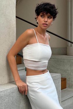 Топ из атласа с сеткой  кремового цвета