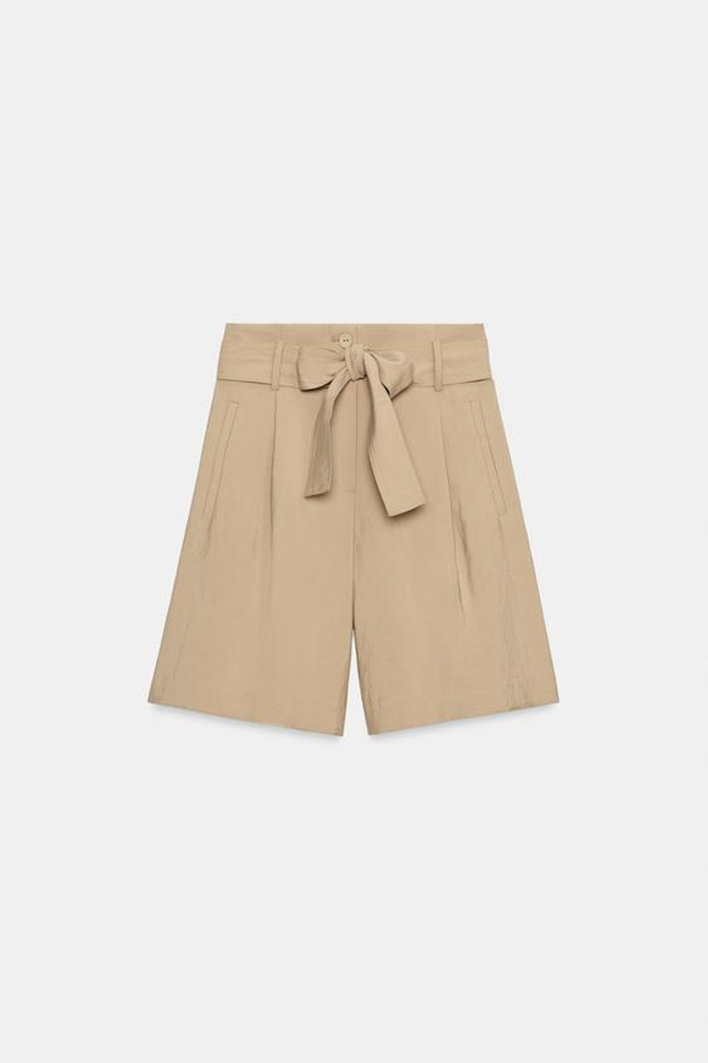 ZARA ШОРТЫ С ПОЯСОМ-БАНТОМ, МЯГКИЙ КАШТАНОВЫЙ