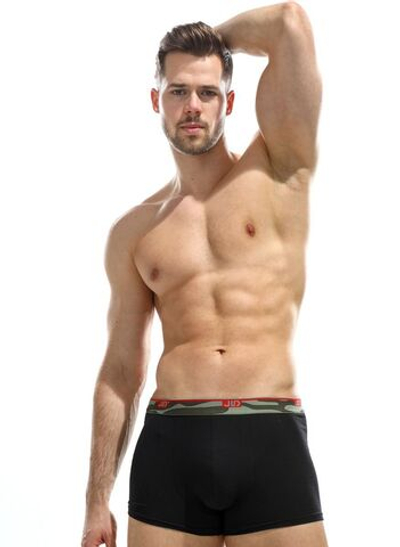 Мужские трусы-боксеры с широкой резинкой в милитари стиле (Размер: L) (Цвет: черный)