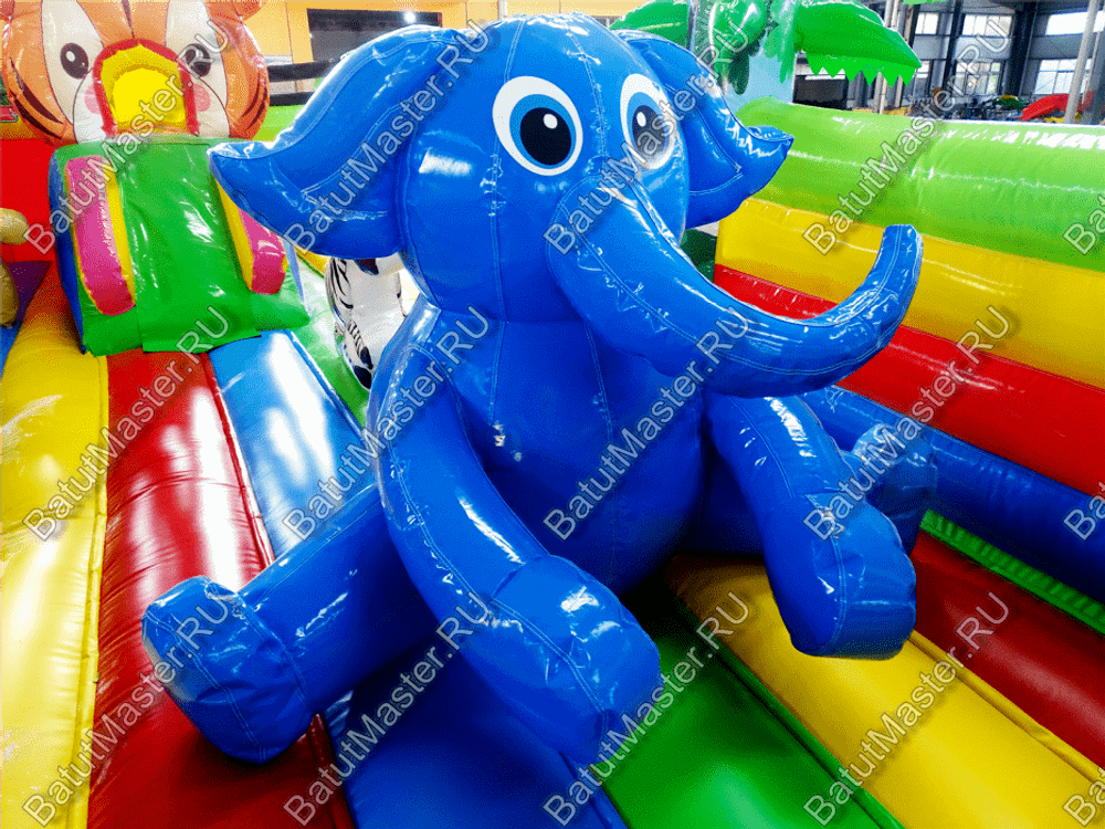Коммерческий надувной батут "Зверята на радуге" 10*7*2.8 м