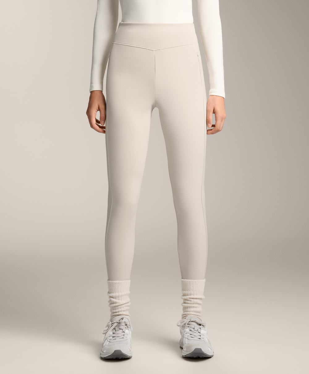 OYSHO Теплые легинсы с высокой посадкой и карманами длиной до щиколотки, экрю