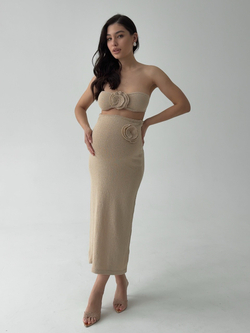 Комплект вязаный, топ бандо и длинная юбка