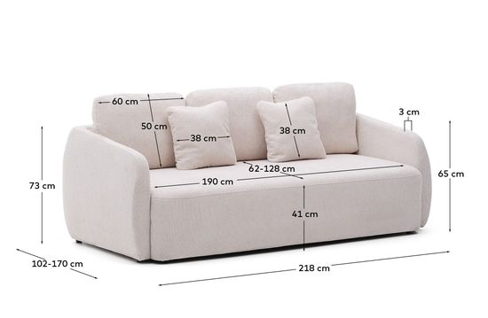 Laira 3-местный диван-кровать из шенилла цвет экрю 225 см