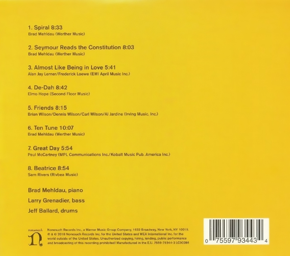 Brad Mehldau Trio / Seymour Reads The Constitution! (CD)