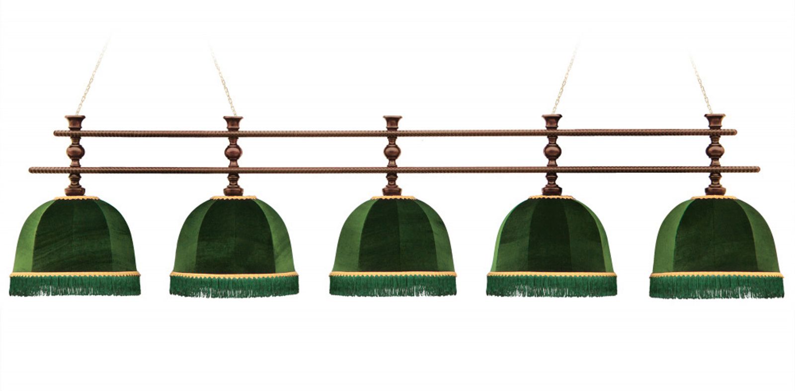 Лампа Аристократ-Люкс 3 5пл. береза (№2,бархат зеленый,бахрома желтая,фурнитура золото) фото №1