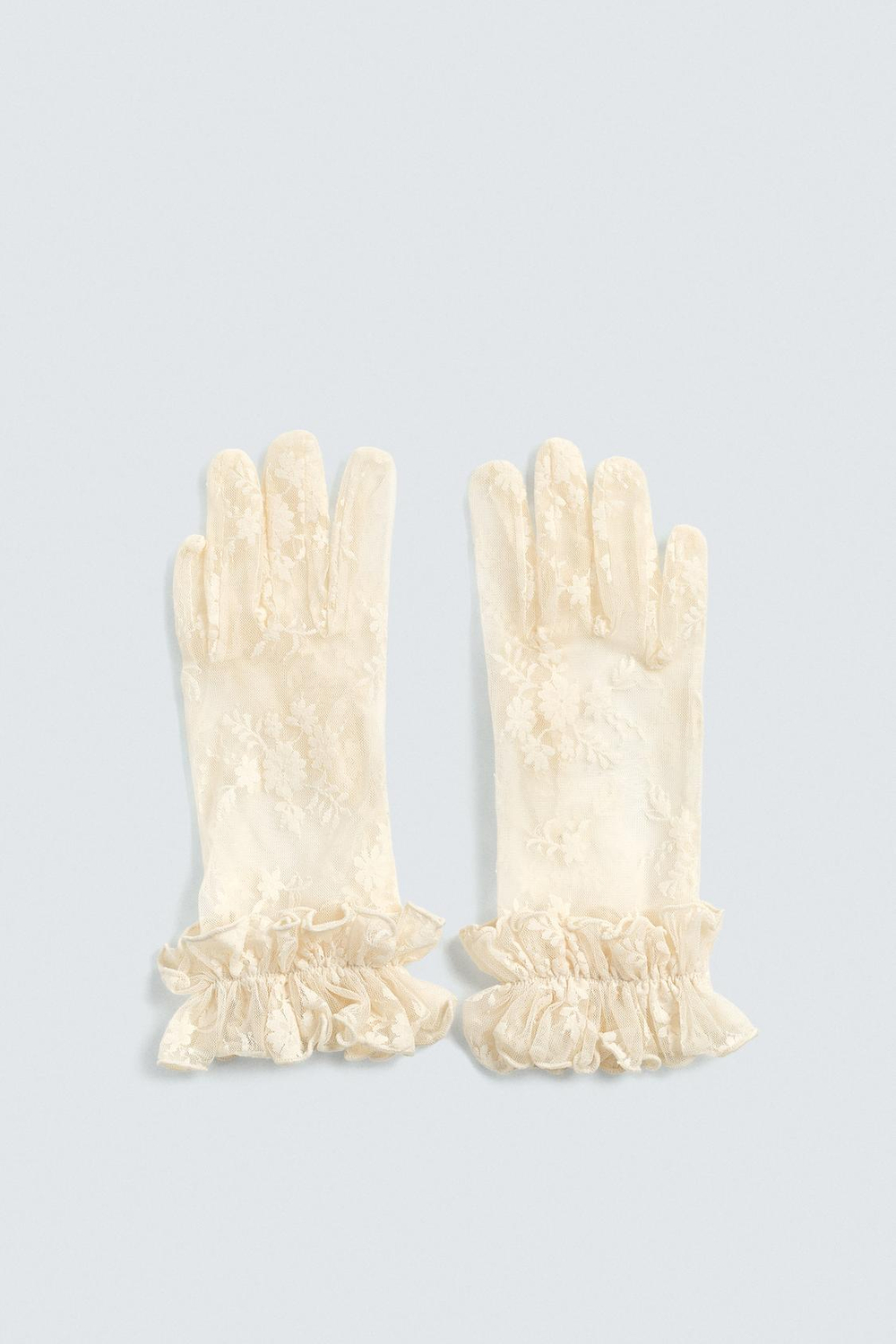 ZARA HARRY LAMBERT X DISNEY ПОЛУПРОЗРАЧНЫЕ ПЕРЧАТКИ С ЦВЕТОЧНЫМ ПРИНТОМ, ЭКРЮ