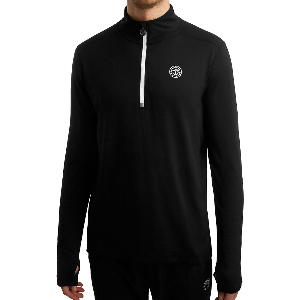 Мужское теннисное поло BIDI BADU Zac Tech Half Zip Long Sleeve Men - Black, White