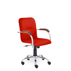 Кресло Самба GTP TG СН D8 (темный орех) Z29 (красный)