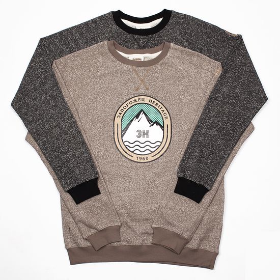 Толстовка ЗАПОРОЖЕЦ Горы Серо-черный Меланж