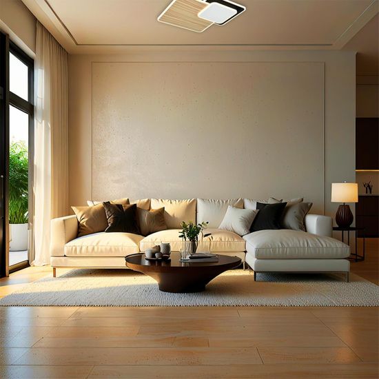 7737/60L MITRA LED SN 066 Светильник металл/акрил/белый/под дерево/черный LED 60Вт 3000-6000К 440x440 IP20 пульт ДУ PINE